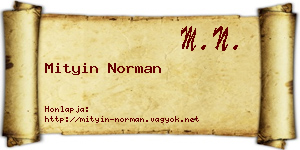 Mityin Norman névjegykártya